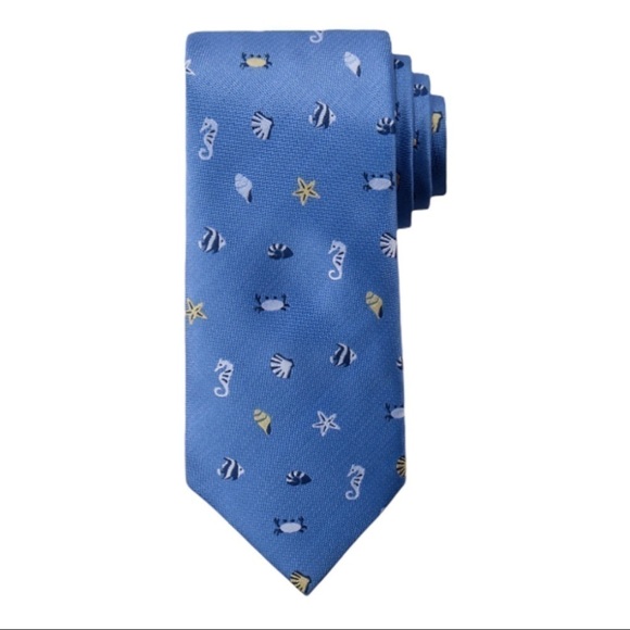 New! Chaps Men’s Nautical Aquatic Ocean Sea Blue Summer Neck Tie - Picture 1 of 8